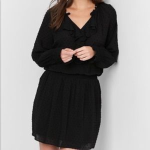 GAP BLACK LONG SLEEVE SWISS DOT RUFFLE DRESS XXL